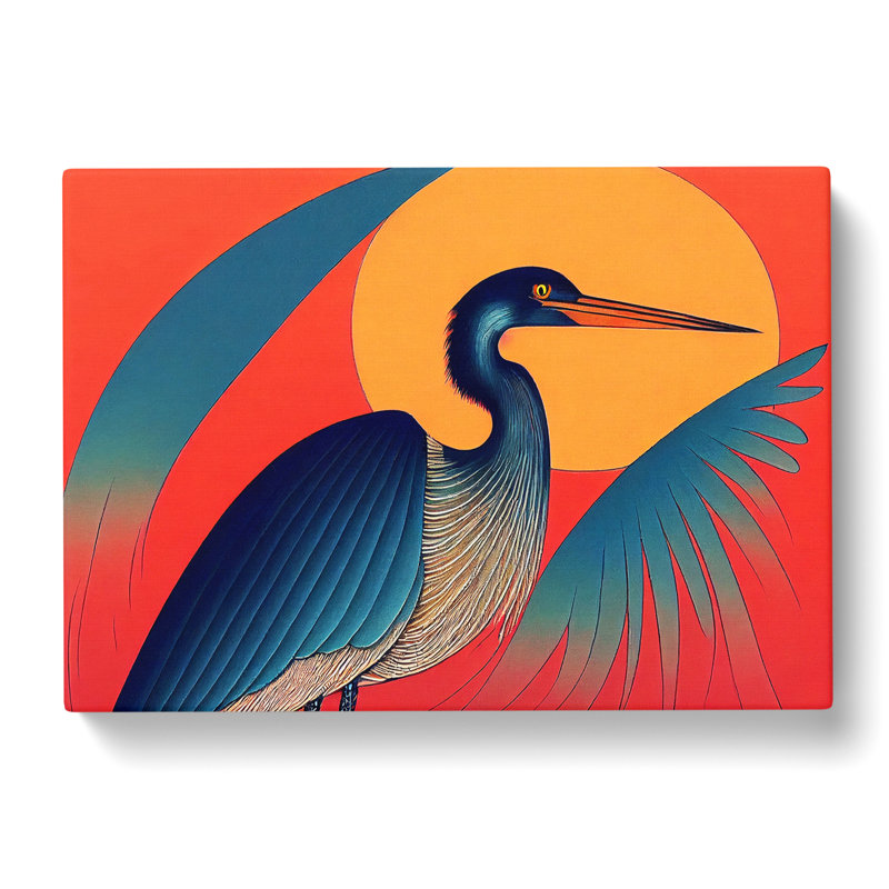 Artistic Heron Bird - Wrapped Canvas, 35cm H x 50cm W x 3cm D