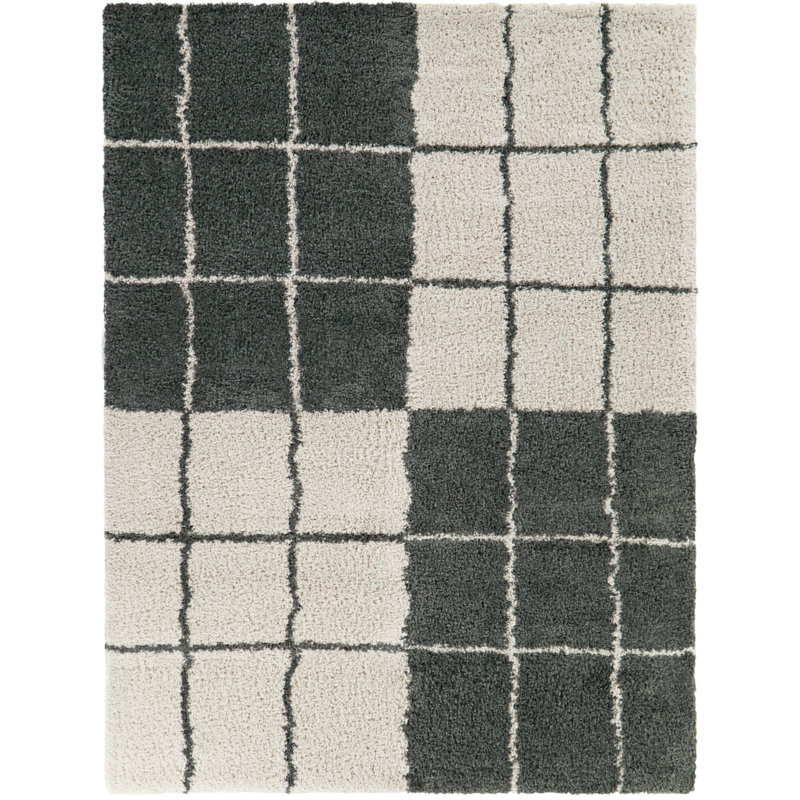 Tapis bleu sarcelle à poils longs Morton, Rectangle 5 pi 3 po x 7 pi