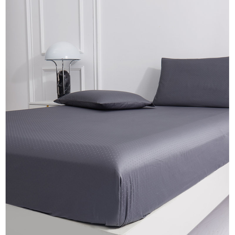 Ensemble de draps 100% coton 600 fils 600 fils, Ensemble de draps pour très grand lit avec 2 taie, Gris foncé