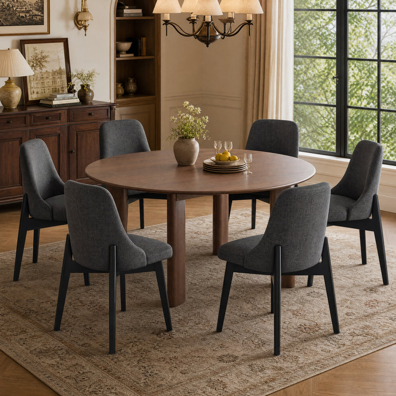 Table de salle à manger Montemayor, 30" H x 59" W x 59" D, 7 Pieces: Table, 6 Chairs