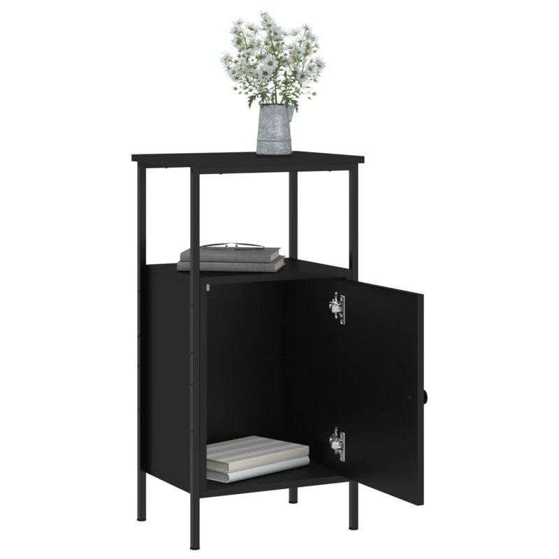 Hedger 41cm W Iron Bedside Table, Black, Individual