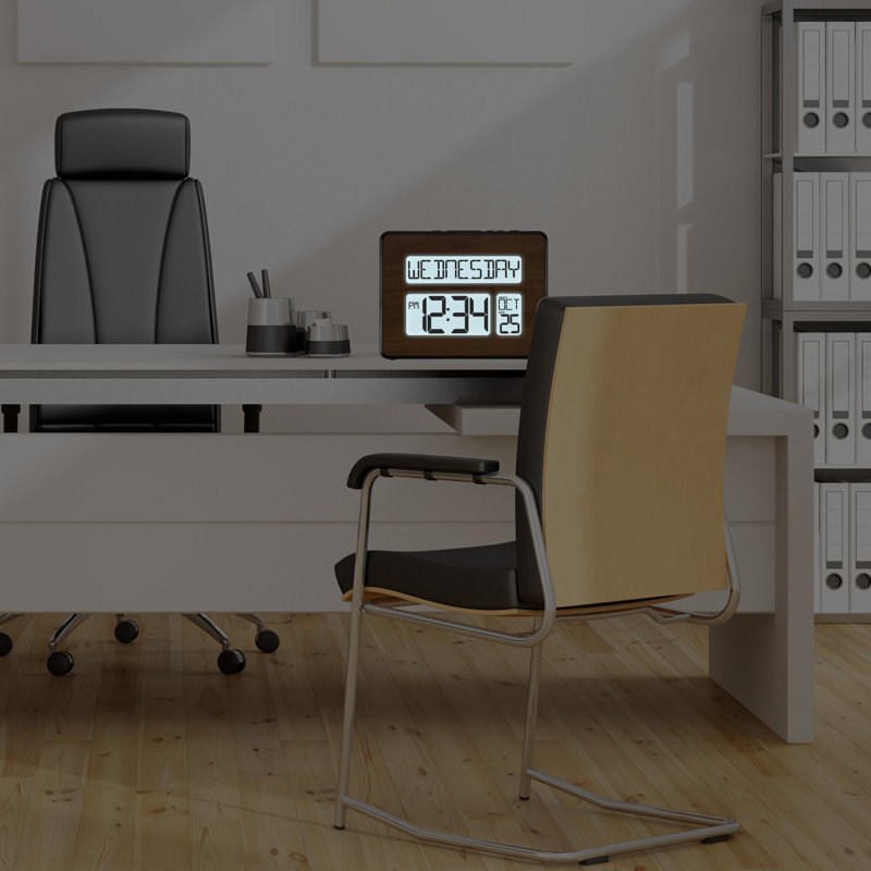 Weidner Digital Atomic Calendar Clock with Backlight, Walnut