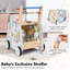 Poussette en bois pour bébé avec centre d'activités pour la crème glacée, trotteur Montessori pour tout-petits avec trieur de formes, labyrinthe et roues en caoutchouc