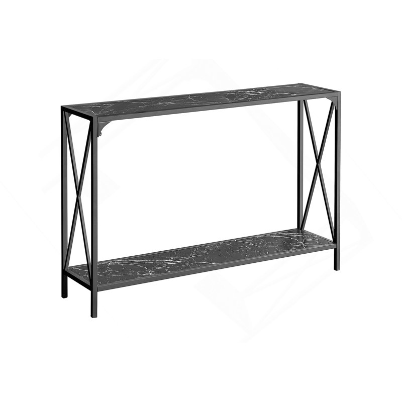 Table d'appoint, console, vestibule, étroit, canapé, aspect marbre noir, métal noir, contemporain, moderne