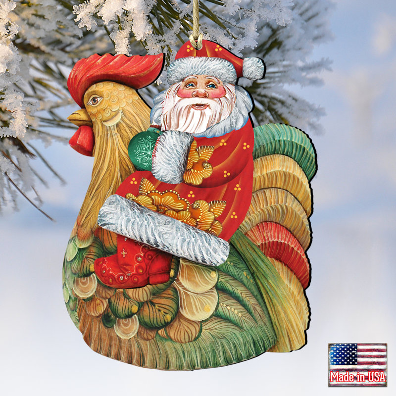 5'' Handmade Wood Shatterproof Hanging Figurine Ornament