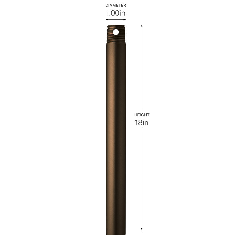 18 inch Single Threaded Ceiling Fan Downrod in Heritage Brushed Bronze, Heritage Brushed Bronze