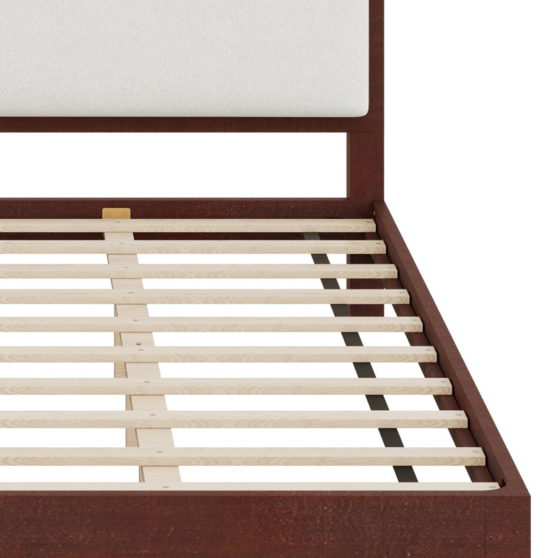 Lit plateforme classique, tête de lit tapissier bien conçue, Espresso+White, King