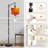 PeeNoke Arc Floor Lamp Abstract Yellow Orange Red Color Defocused Spotlight Tall Modern Standing Lamp LED Adjustable Linen Lampshade 3 Color Temperatures