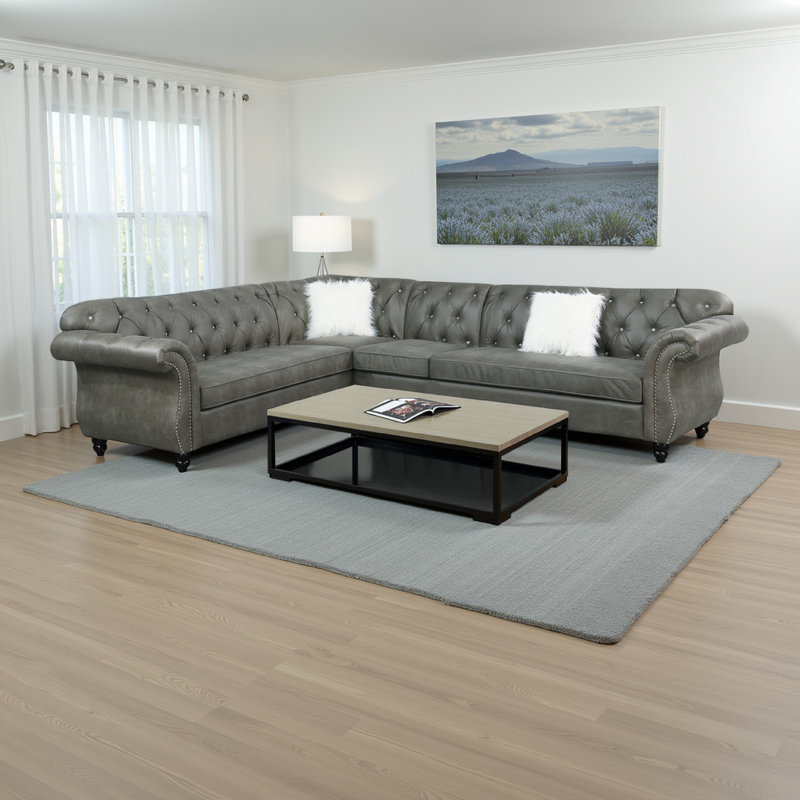Canapé modulaire en similicuir de 66 po de large Tiberius