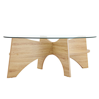 Table basse ovale en verre trempé