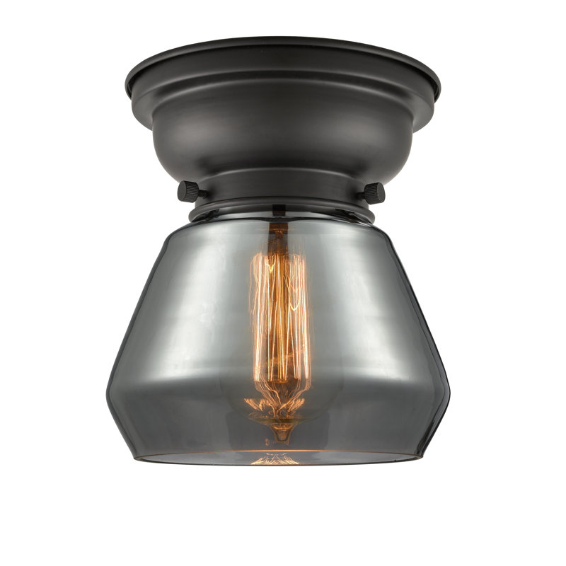 Rivka Glass Flush Mount, Plated Smoke, Oil Rubbed Bronze, 6 Watt Vinage LED Bulb
