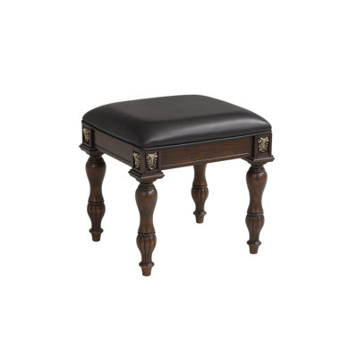 Maximus Wood Vanity Stool with PU Cushion in Madeira by Royal Classics
