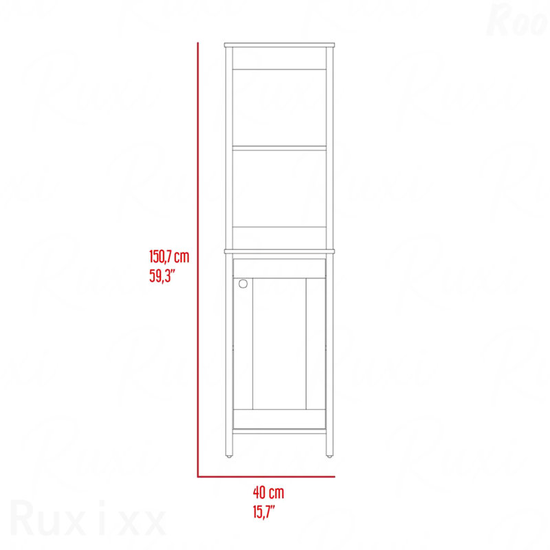 Armoire à linge Clair, deux tablettes intérieures, deux tablettes ouvertes, une porte, Grey