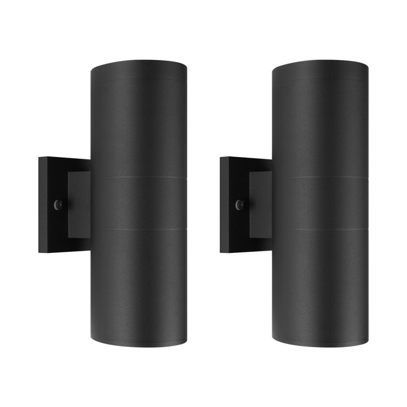 Lanterne murale d'extérieur à 2 ampoules Raley, H 11,97 po x l 4,52 po x P 7,17 po, Noir mat