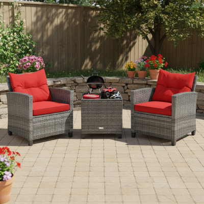 Patiojoy Wicker 2 - Person Patio Conversation Set with Cushions