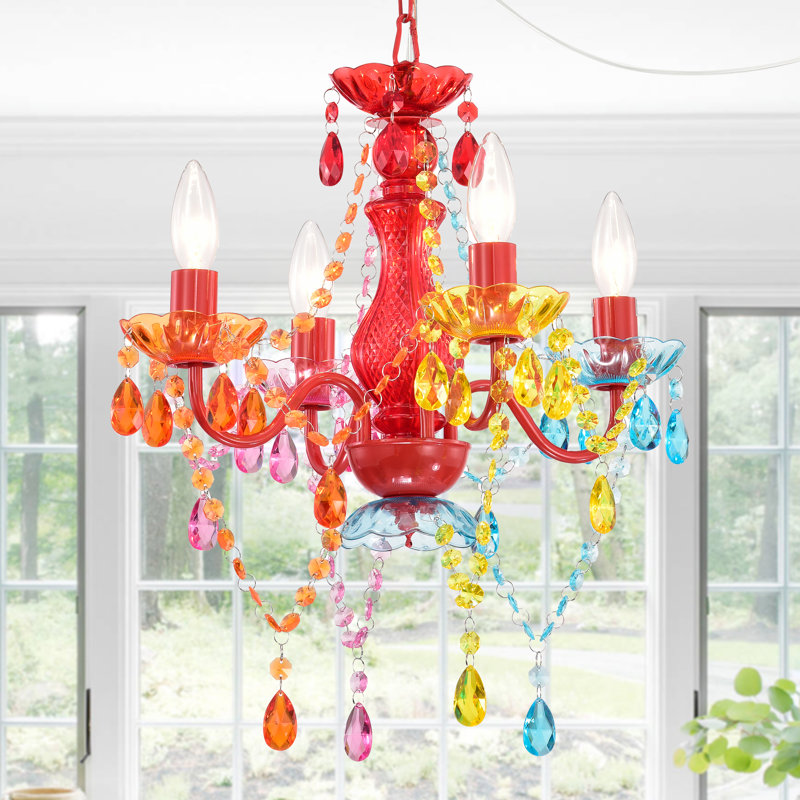 Dursum 4 - Light Crystal Chandelier, Red, Multicolor