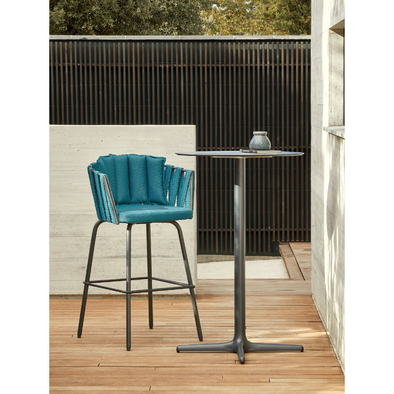 Anthea Upholstered Counter Stool with Metal Frame, Ocean
