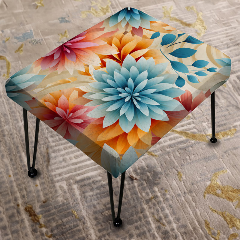 Vibrant Mandalas Blooms - Repose-pieds rectangulaire botanique