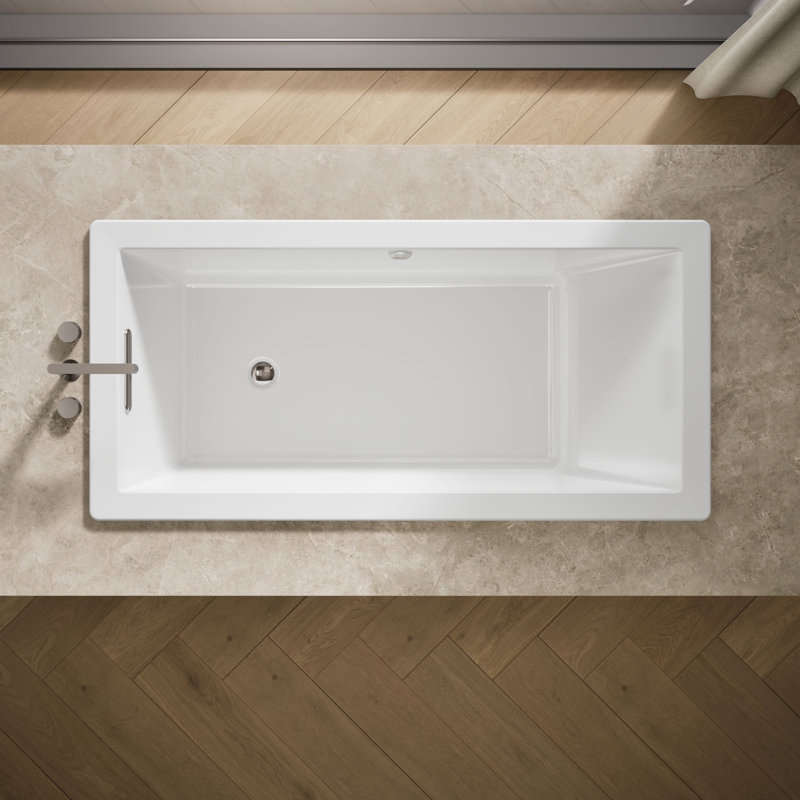 Underscore 65" x 32" Drop In or Undermount Heated Whirlpool Acrylic Bathtub with Heater, White