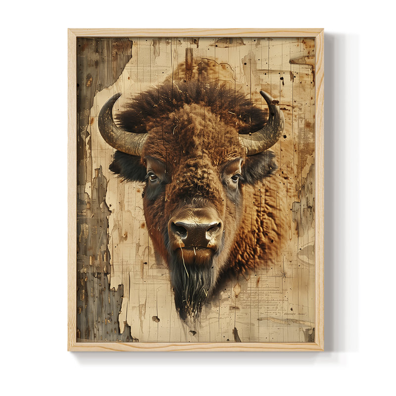 ANIMALS Series CDXC III, reproduction encadrée - bois massif, H 30 po x l 24 po, Naturel