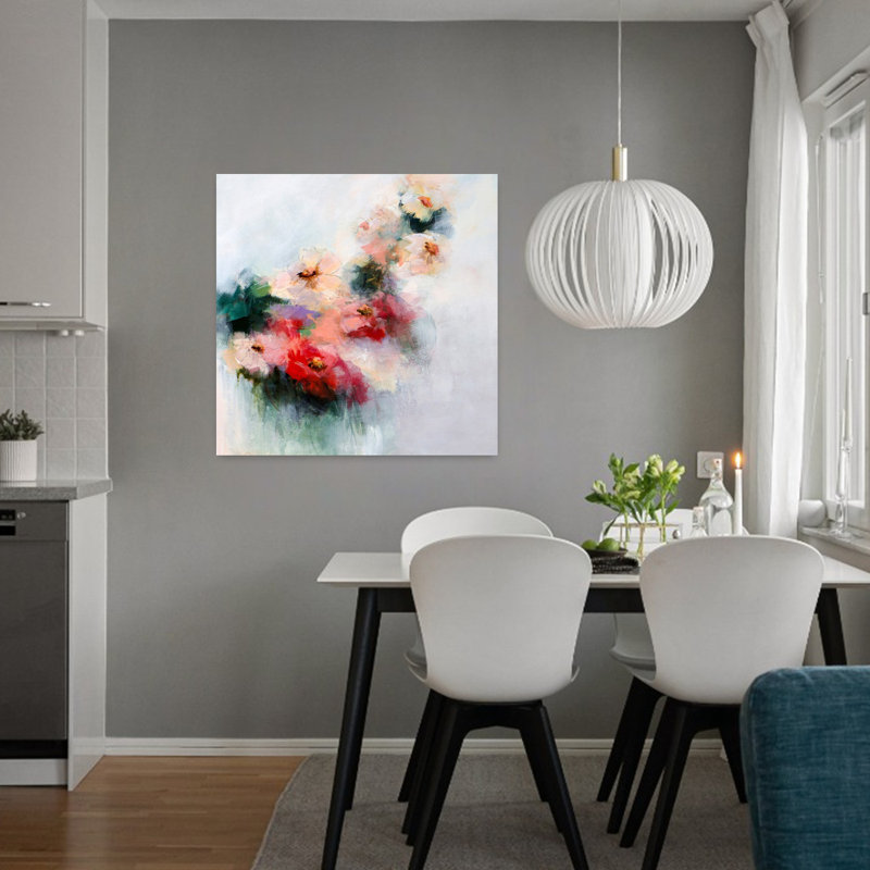 Fleurs abstraites de May, art contemporain, H 32 po x l 32 po