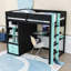 Lit mezzanine en bois 2 tiroirs avec bureau, garde-robe, tablettes, ports USB et éclairage DEL-1316389975-1316389970
