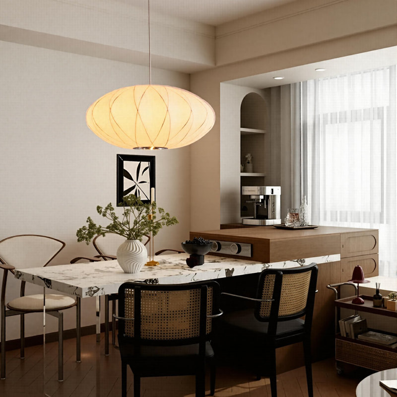 Luminaire suspendu 1 lumière blanc pour le salon, la salle à manger et la chambre à coucher