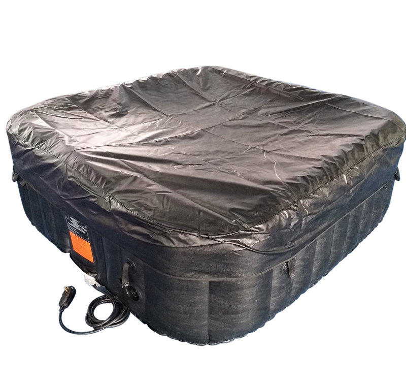 ALEKO 4-Person Black and White Inflatable Square Hot Tub