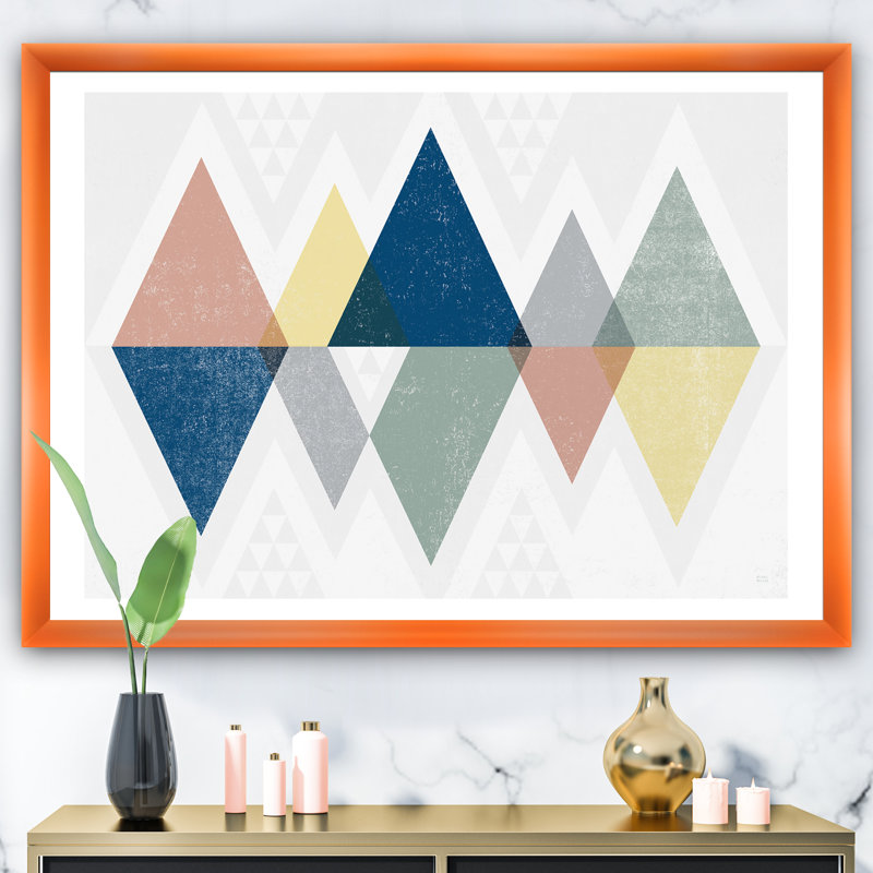 « géométriqueal composition triangles iii »-image image sur toile, Cadre orangé, H 30 po x l 40 po x P 1,5 po