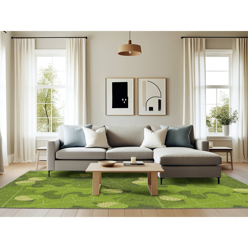 Tapis vert tissé à la machine, Rectangle 6 pi x 9 pi