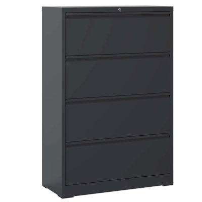 High-Security Black Metal 4 Filing Cabinet For Office, Accommodates Legal/A4/F4 Size, Protects Files File Cabinet, Lockable Design Provides Ample Storage Size Papers