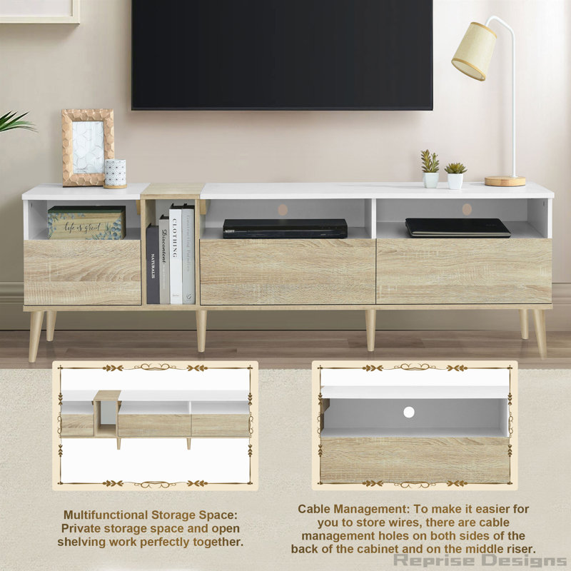 Media Console Table with 3 Drawers and Open Shelves for TVs up to 80''