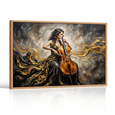 Cello Music Canvas Wall Art Oil Painting Print Set Of 1