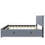 Lit plateforme double en velours avec lit gigogne double, gris