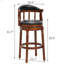 Tabourets de bar en bois avec dessus de vache, chaise pivotante à 360 degrés avec dossier pour comptoir de cuisine-2053518492