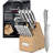 Kuisine 15-Piece Stainless Steel Handle Kitchen Knife Block Set,High Carbon Steel Blade,Hollow Handle Chef Knife Set,Built-In Sharpener Knife Holder