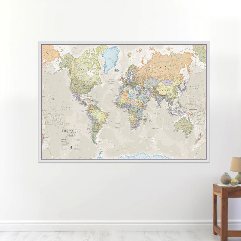 Classic World Map - Print, 84.1cm H x 118.9cm W x 0.5cm D, Laminated