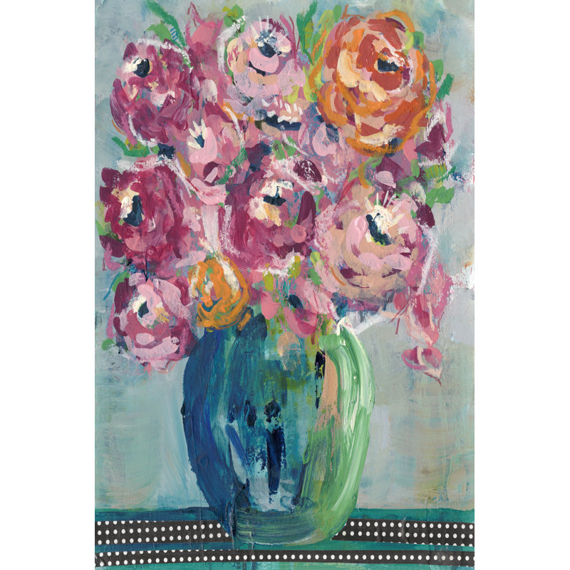 Feisty Floral II by Regina Moore - Wrapped Canvas Painting, 46cm H x 30cm W