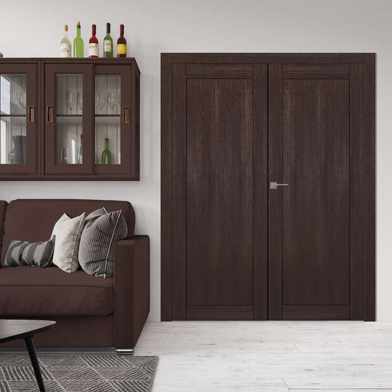 Porte intérieure battante en bois manufacturé 1 panneau Shaker, Chêne Veralinga, 71,75 po x 95,24 po, Droite