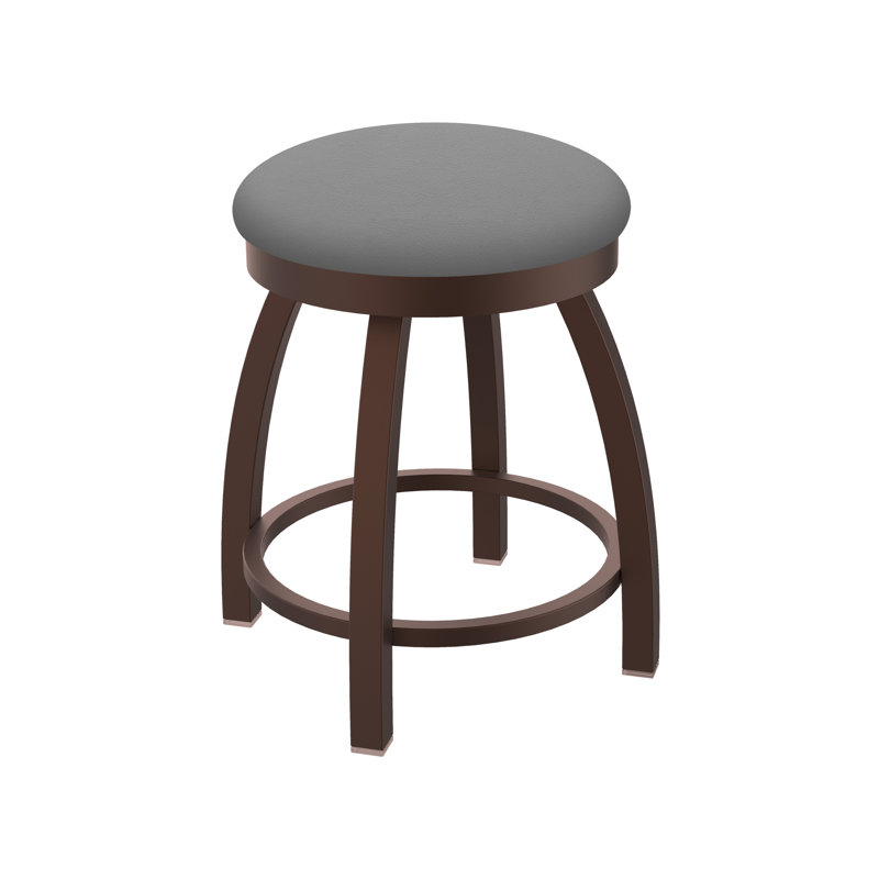 802 Misha Swivel Vanity Stool with Upholstered Seat, Bronze, Vinyl-Canter Folkstone Gray