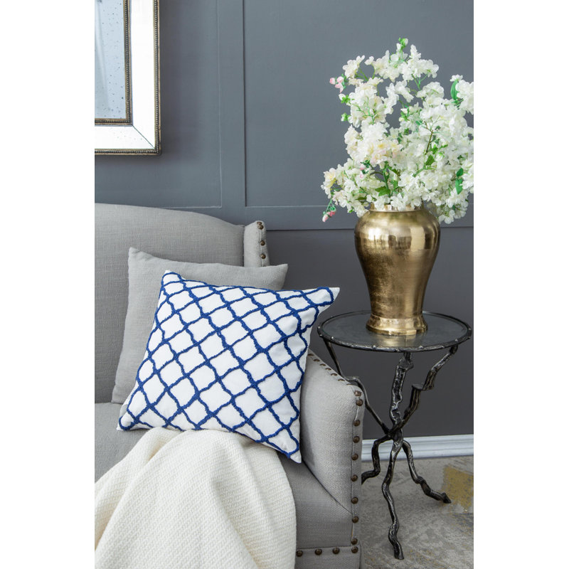 20" x 20" Blue and White Embroidered Throw Pillow Set