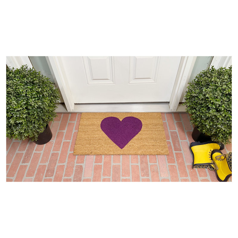 Tapis d'extérieur antidérapant Grandwood Heart, Naturel / mauve, L 36 po x L 72 po