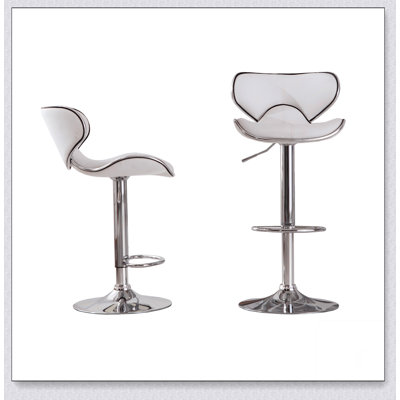 Masaccio Upholstery Airlift Adjustable Swivel Barstool with Chrome Base, Set of 2