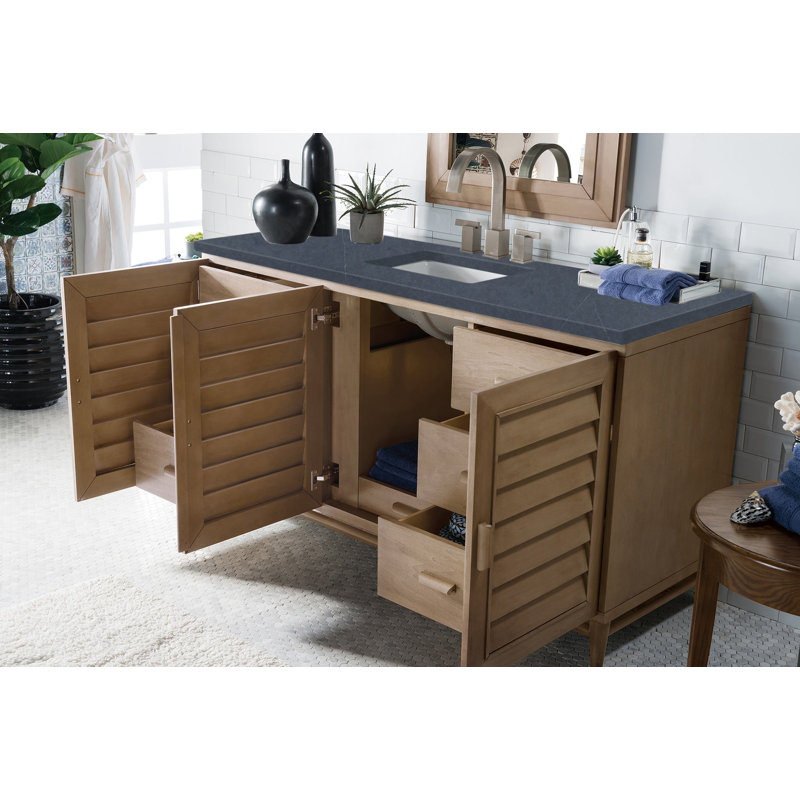 Portland 60'' W Single Vanity, Charcoal Soapstone, Widespread