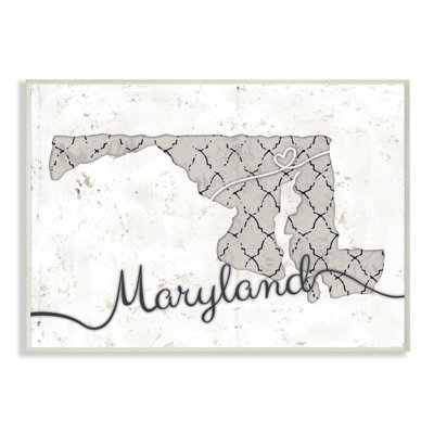 " Maryland Patterned Grey US State Design "