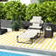 Beach Sun Tanning Chair, 4 Reclining Positions, Cream White, Face & Arm Holes, Pillow , Foldable Lounge, Adjustable White With