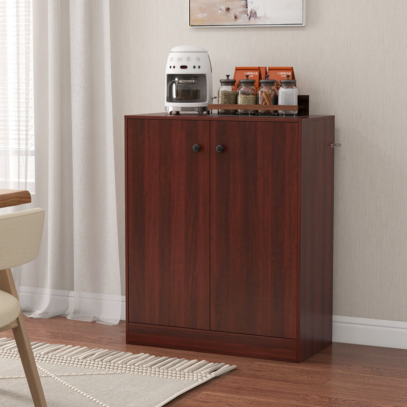 Ebern Designs 2-door Storage Cabinet Freestanding Storage Organizer With 3-tier Shelf Entryway Brown