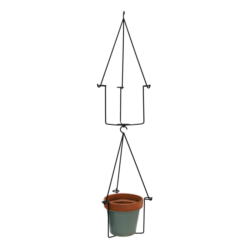 Black Wrought Iron Vera Plant Hanger Set for Indoor/Outdoor Use