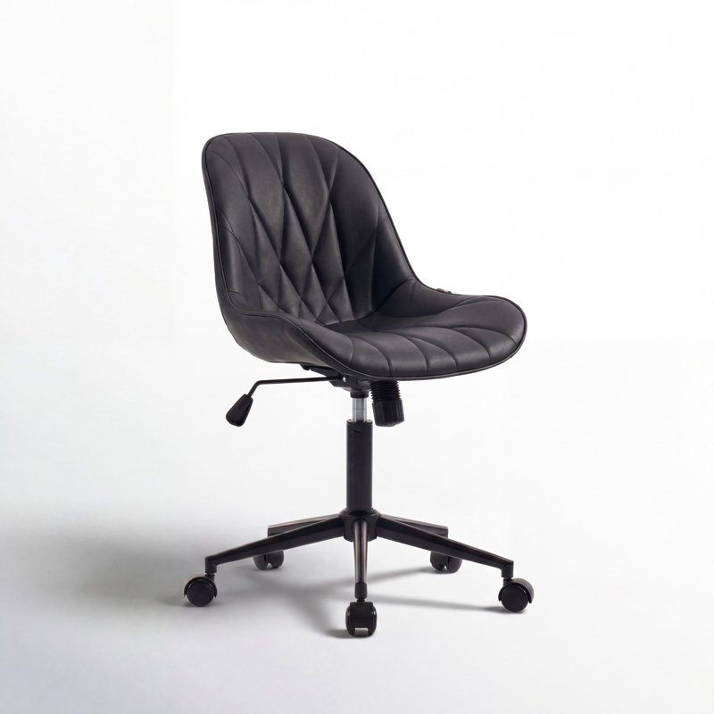 Darlaine Armless Swivel Office Chair Faux Leather Upholstered Waterproof Desk Chair Ergonomic Adjustable Computer Chair