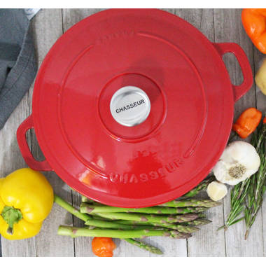 Chasseur French Enameled Cast Iron 6.25 qt. Round Dutch Oven - Red